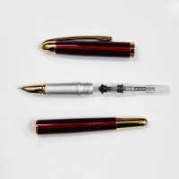 金豪(Jinhao) 606 简装特细透明红金夹钢笔