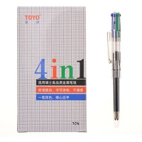 东洋(TOYO) TC4 四色多功能圆珠笔中央开关透明壳4色圆珠笔 0.7mm