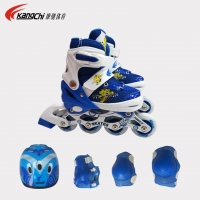 康驰(KangChi) KC6622蓝色小号PVC全闪套装旱冰鞋